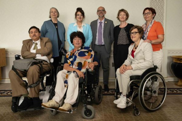 Group photo with the European Commissioner for Equality and members of the International Disability Alliance